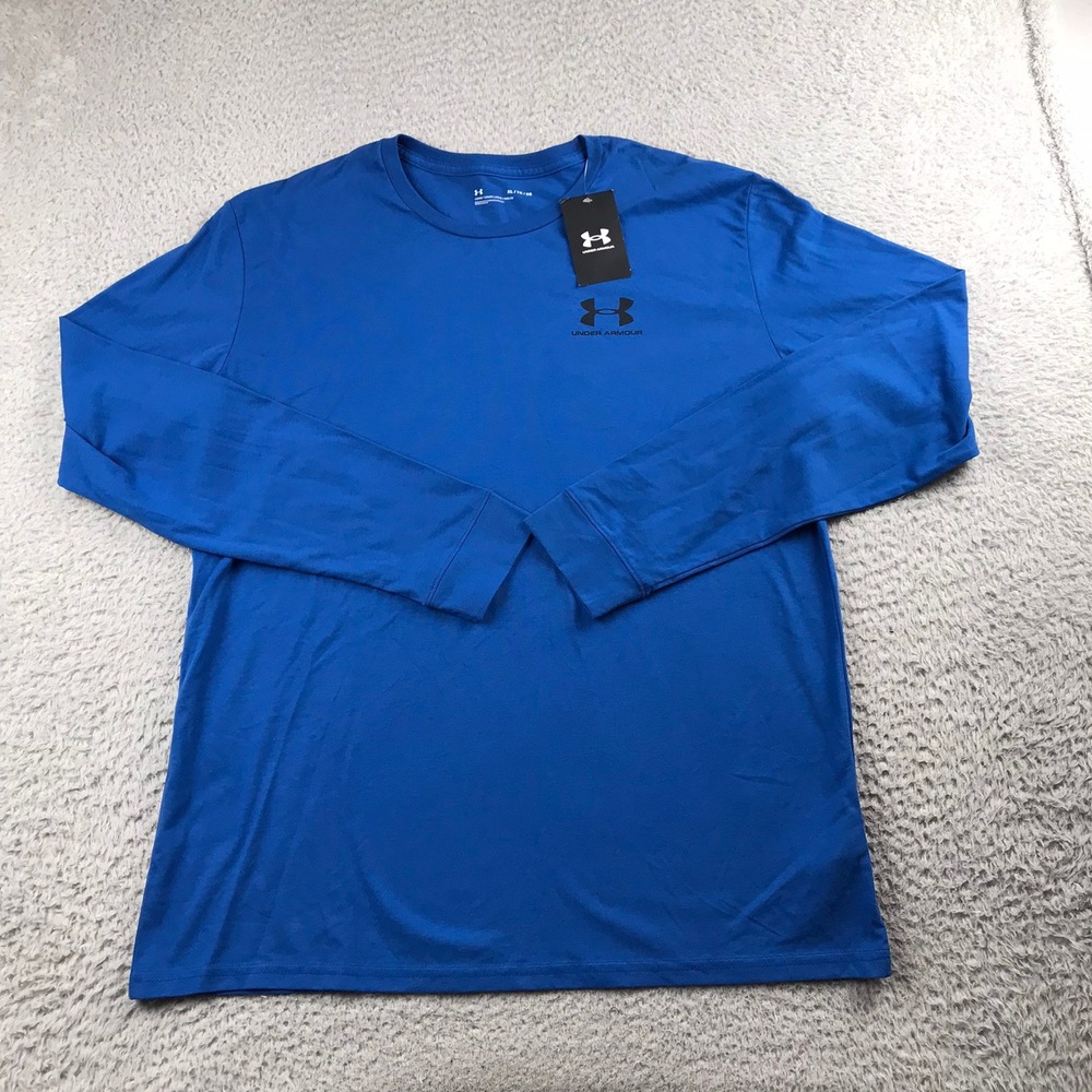 Under Armour Sportstyle Long Sleeve Shirt Mens XL Blue Left Chest Logo NEW NWT